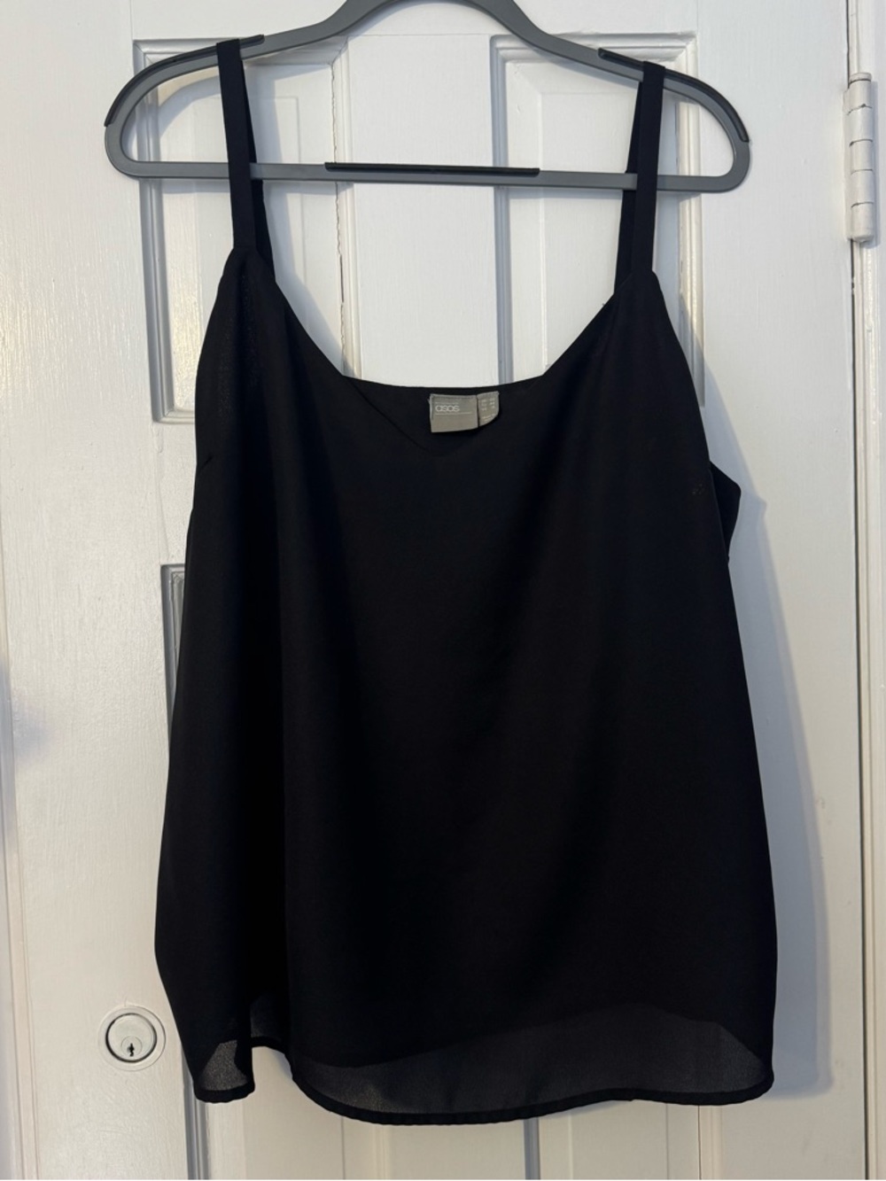 ASOS Black Camisole Tank Top Size 16 Sleeveless Layered Cami Minimalist Office